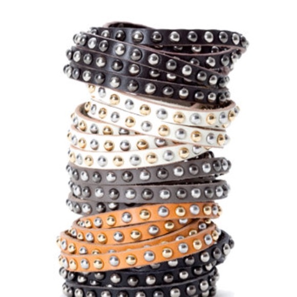 Linea Pelle Jewelry - Linea Pelle leather studded wrap bracelet